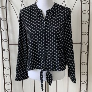 Chico’s Tie Front Tunic with Tabbed Sleeves